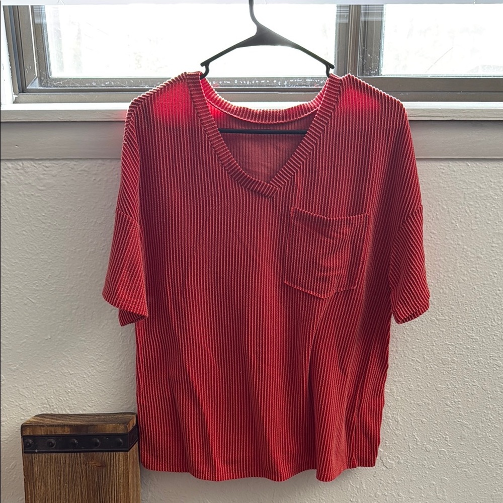 Red V-Neck Women’s Shirt